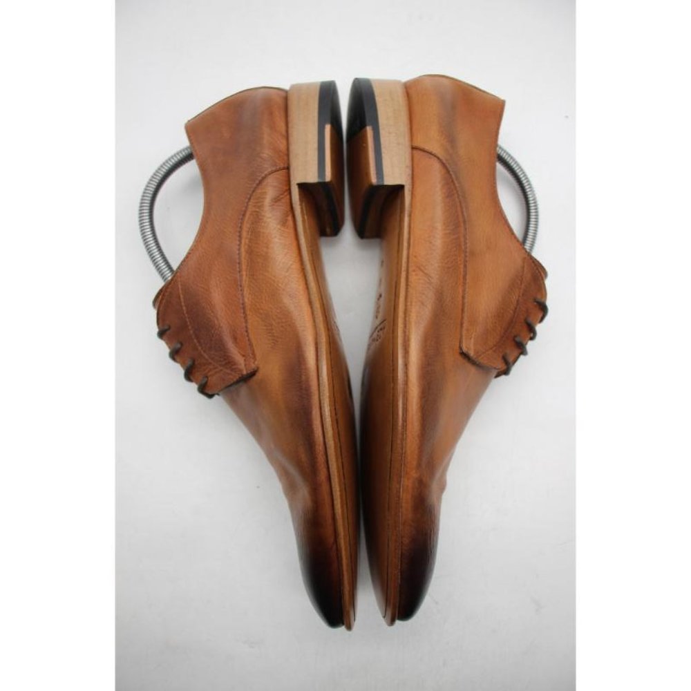 Ace Marks Plain Toe Men's 10 D Dress Shoes Brown Leather Handcrafted In Italy - Picture 8 of 12